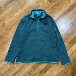 Patagonia Better Sweater 1/4 Zip Womens Large Fleece Green Teal Gorpcore Hiking
